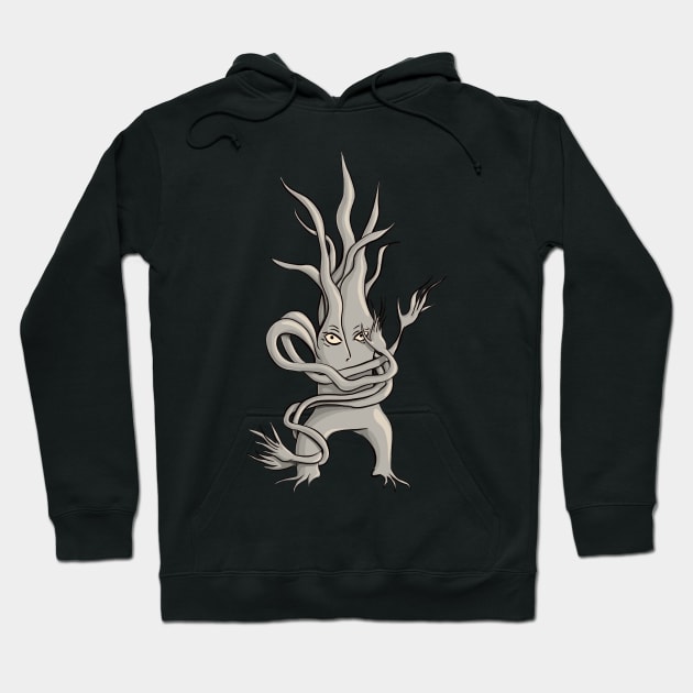 Spooky Tree Creature With Tangled Branches Hoodie by Boriana Giormova